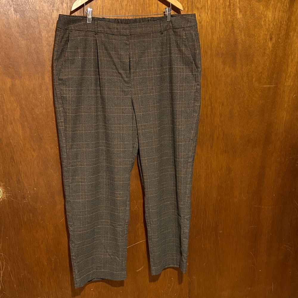 Old Navy Women's Brown Dress Plaid Wide Leg Pants
